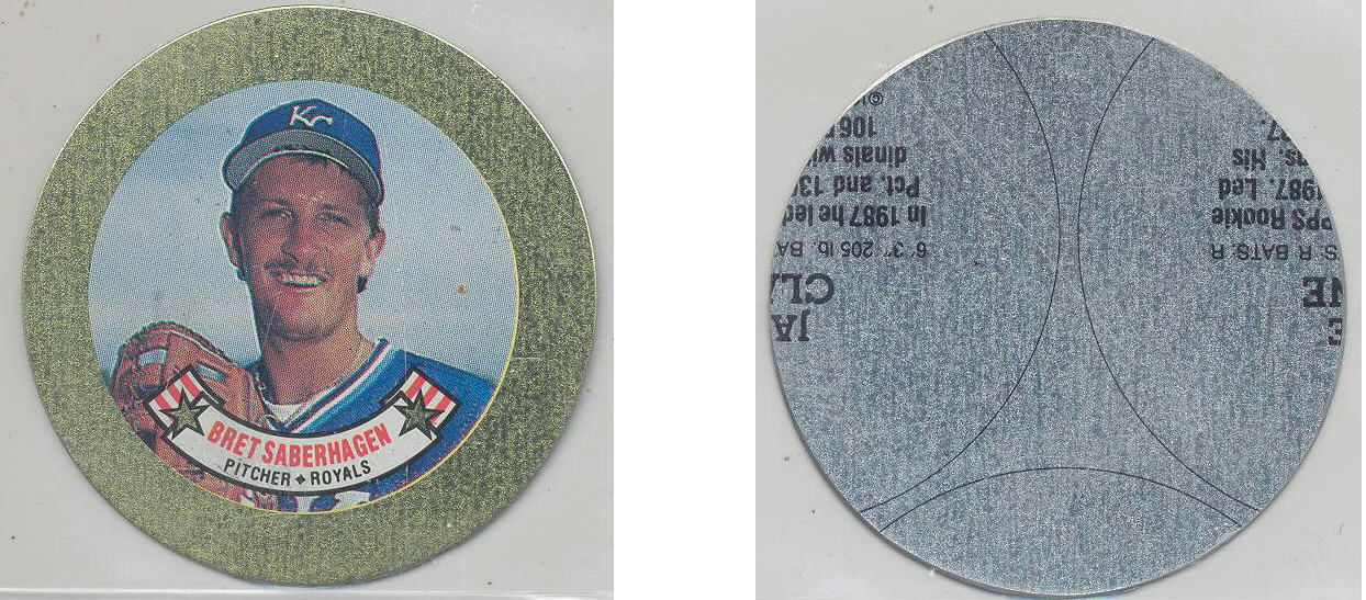 1988 Topps Baseball Coins Metal Proof Discs 025 Bret Saberhagen
